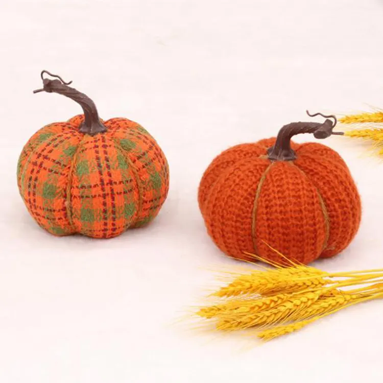 Nuovo arrivo giorno del ringraziamento Halloween Knit Pumpkins Ornaments Harvest autunno zucche per decorazioni per finestre Desktop