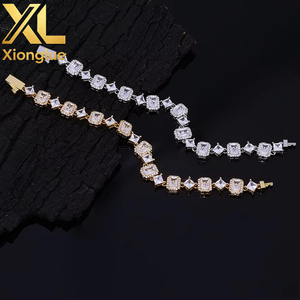 High Quality Brass Iced Out Unisex Engagement Wedding Gift <b>Bracelet</b> Emerald Cut Zircon Hip Hop <b>Baguette</b> Diamond Tennis <b>Bracelet</b> - Product Image 6