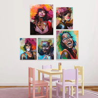Impression sur toile de portrait de femme, décoration murale pour bureau, maison, art africain abstrait, toile d'art africain multi-filles