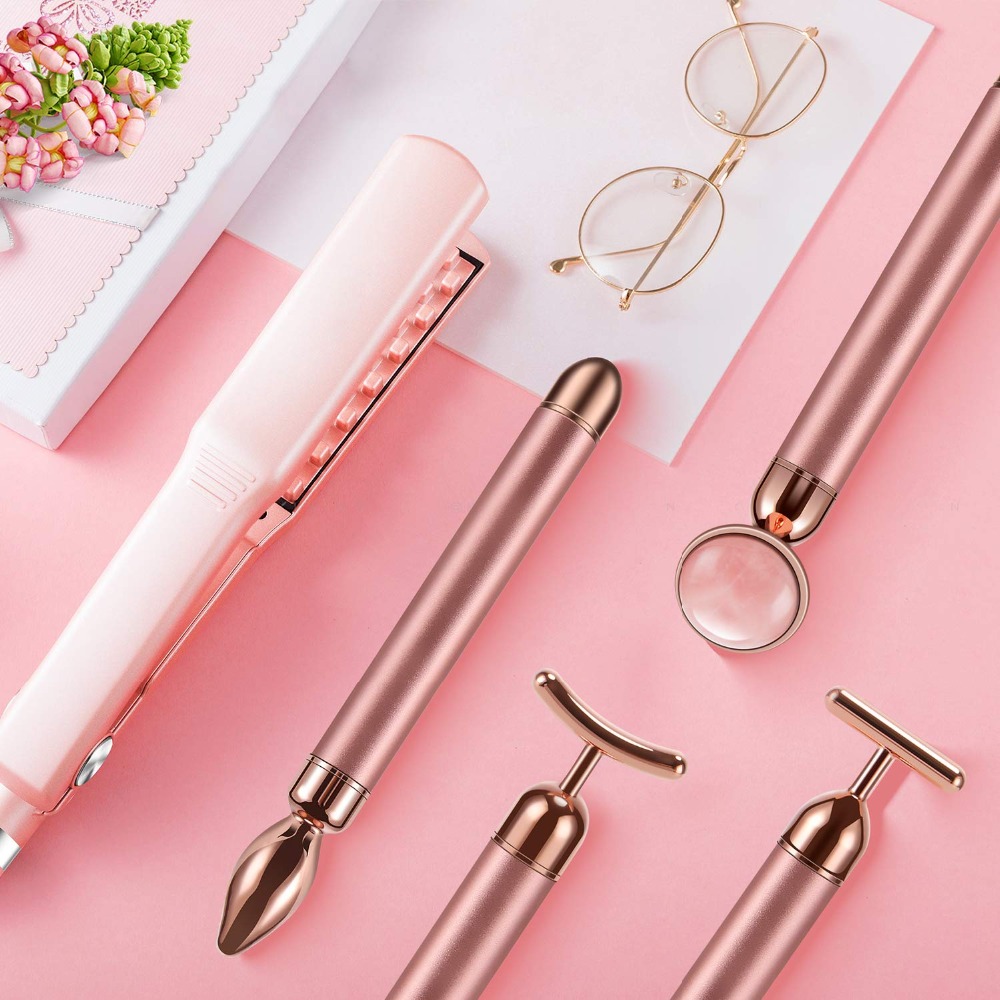Elektrische Vibration Facial Slim Chin Lifting Tool Rosenquarz Jade Roller  Stein falten Entfernen Sie die Gesichts hnde Nacken massage rolle