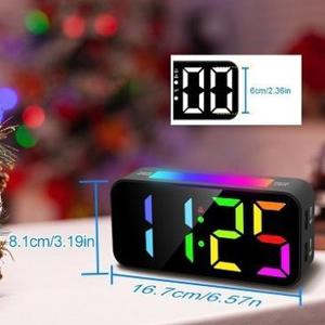 Custom Logo High Quality Wholesale RGB Color <b>LED</b> Digital Desk <b>Clock</b> Vibration Dual Alarm Snooze Table <b>Clock</b> With Night Light - Product Image 3