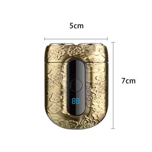 KEMEI Km-t105 Mini <span class=keywords><strong>rasoir</strong></span> à barbe électrique à grande vitesse Bronze Matel Relief Type C Mens Razor Led Display Shaving Tools Twin Heads - Product Image 5