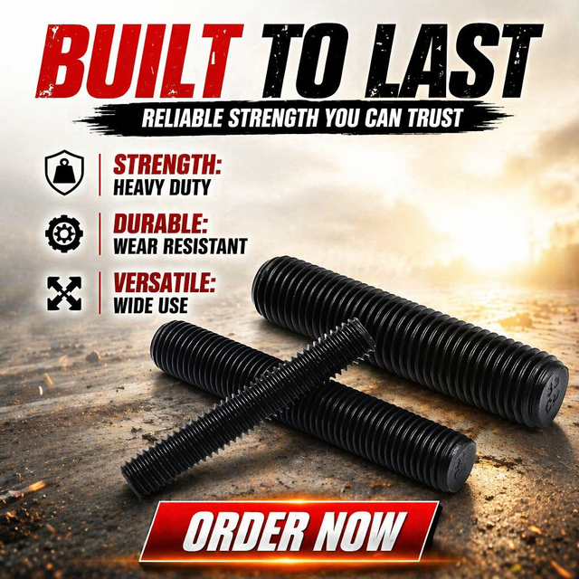 High-Strength Fully Threaded Studs Acme Full Steel Double Sided Threaded Bolt Black Zinc Plated Finish 4.8-12.9 Grade Left/Right