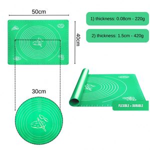 Tapis de cuisson en silicone écologique avec mesures, taille 50x40cm, épaisseur 1,5cm, sans BPA, qualité alimentaire, facile à nettoyer, pour comptoir - Product Image 1