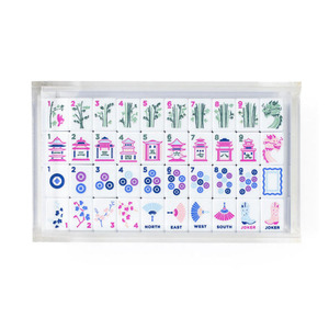 Juego de Mesa Familiar para 4 Jugadores, Portátil, con Fichas de Mahjong Americanas de Acrílico Azul y Burbujas - Product Image 2