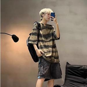 Camiseta de Verano 2025, Estilo Nuevo, con Cuentas, Cuello Redondo, Manga Corta, para Hombre, Estilo Vintage, Casual, Estilo Americano, Retro, de Moda - Product Image 3