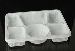 Plateau PET jetable personnalisable de qualité alimentaire pour biscuits et viande Thermoformage plastique blanc recyclable - Product Image 2