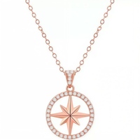 Collar con Colgante de Estrella de la Suerte LUOYUNE, Collar de Cadena con Eslabones Circulares de Cobre Chapado en Oro de 18K con Circonita Cúbica para Mujer, Regalos
