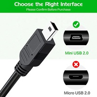 Câble de charge et de synchronisation USB 2.0 Type A mâle vers Mini USB 5 broches (Mini B) mâle, 0,5 m, 1 m, 1,5 m, 2 m, 3 m, 5 m, 480 Mbps