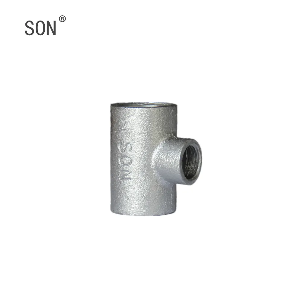SON brand gi plain malleable iron pipe fittings reducing tees for Bangladesh market plumbing sanitary parts