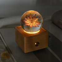 Lovebay Festival cadeaux fleur séchée naturelle vraies fleurs boule de cristal lumière LED haut-parleur puissance Rechargeable pour la décoration de la chambre