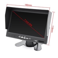 Monitor de Coche de 7 Pulgadas con 2 Entradas de Video, TFT HD Digital para Cámara de Visión Trasera, Estacionamiento y Reversa