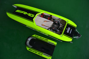 Dtrc e51 catamaran פיברגלס kvlar/סיבי פחמן גוף, חומרה רק rC סירה מירוץ מנוע כפול מנועים סרוos sc 100 קילומטר/שעה - Product Image 2