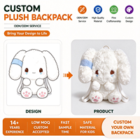 Sac à dos en peluche Lapin Triste, Adorable Animal en Peluche, Sacs d'école Personnalisés, Jouets en Peluche pour Enfants, Nouveau Design, Jouets à Conception Libre