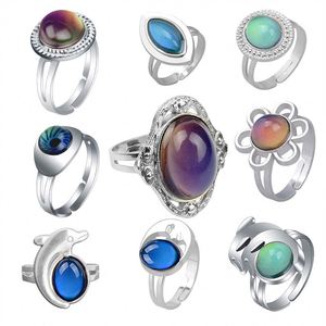Hot Selling Gem Mood Sensitive Mood Color Change <b>Ring</b> <b>Adjustable</b> Thermochromic <b>Ring</b> for Women Authentic Mood <b>Ring</b> Colors - Product Image 1