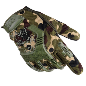 Gants tactiques HBG1001 en tissu tricoté élastique en nylon vert camouflage noir kaki avec points et languettes en silicone pour la protection - Product Image 5