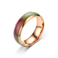 Sept couleurs changement couleur humeur anneau température émotionnelle pierre précieuse mode température sensible lampe vitrée anneau en acier inoxydable