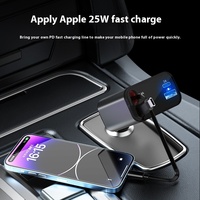 Chargeur de voiture rétractable 100W à charge ultra-rapide transfrontalière Type-C 2A PD QC3.0 9V/2A 80cm avec protection contre la surcharge