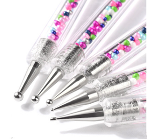 Lápiz de Puntos para Decoración de Uñas, Herramienta de Doble Punta con Mango de Perlas Coloridas para Manicura DIY y Salón de Belleza - Product Image 4