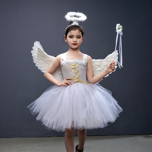 white dresses for angel costume Girls Costume, Fancy Princess Tulle Dress Shine Like the Top of the Tree With her wings spread and tinsel halo aglow Medium Feather Angel Wings |