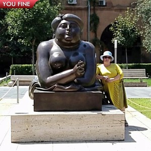 YOUFINE Mayorista Personalizado Famoso Tamaño Grande Bronce <span class=keywords><strong>Fernando</strong></span> Botero Arte Estatua Sentada Dama Gorda Escultura - Product Image 3
