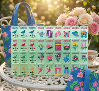 Ensemble de Mahjong de Luxe Moderne en Acrylique Perle Matcha 160 Pièces, Série Cadeau Artisanale Américaine, Motif Floral de Designer Garden Light