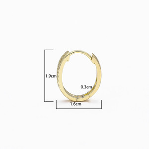 <b>Huggie</b> Earrings Gold Micro Insert Round Geometric Everyday Wear - Product Image 5