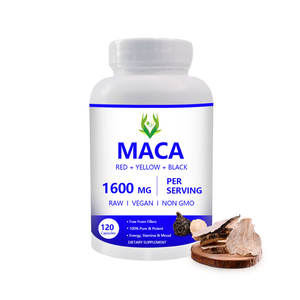Cápsulas de extracto de raíz de Maca Natural de etiqueta privada 1600mg Suplemento vegano Soporte de energía y resistencia para hombres Cápsulas de Maca - Product Image 1