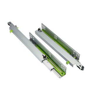Riel deslizante de tres secciones con soporte inferior, de acero de 2.5 mm, con amortiguación hidráulica para cajones de muebles de oficina - Product Image 1