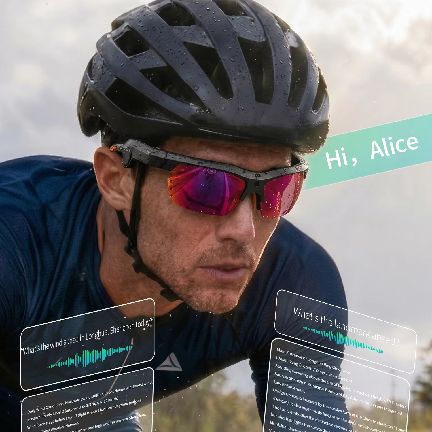 S100 1080P HD Camera Smart Glasses AI Real-time Translation UV400 TR90 Cycling Running Climbing