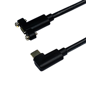 Câble d'extension USB-C mâle vers femelle à angle droit avec vis, charge rapide 3.1C, fil de cuivre moulé par injection - Product Image 1