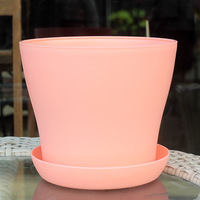 Pots à fleurs en plastique robustes et durables multicolores avec plateau - Pack de pots à semis ronds pour le jardinage, le bureau et l'hôtellerie