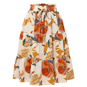 <span class=keywords><strong>Falda</strong></span> plisada con estampado floral y cintura elástica para mujer - Product Image 1