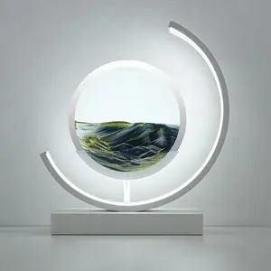 2024 paysage 3D sablier lampe de Table sable mobile Led veilleuse Quicksand lampes de bureau pour les cadeaux d'affaires