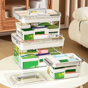 Boîte de rangement de médicaments multicouche, grande capacité, compartiment à médicaments, boîte médicale d'urgence, trousse de premiers soins à domicile, organisateur - Product Image 6
