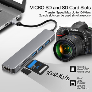 Tuti Người Bán Hàng Tốt Nhất 6-Trong 1 USB C <span class=keywords><strong>Hub</strong></span> Docking Station HDTV 4K <span class=keywords><strong>USB3.0</strong></span> 2.0 SD TF Card Reader Loại C Cho Máy Tính Máy Tính Xách Tay USB C <span class=keywords><strong>Hub</strong></span> - Product Image 5