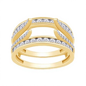 Women's Yellow Gold Plated Moissanite Eternity Band <b>925</b> <b>Silver</b> <b>Ring</b> Round Brilliant Cut Channel Setting Geometric Luxury Style - Product Image 5