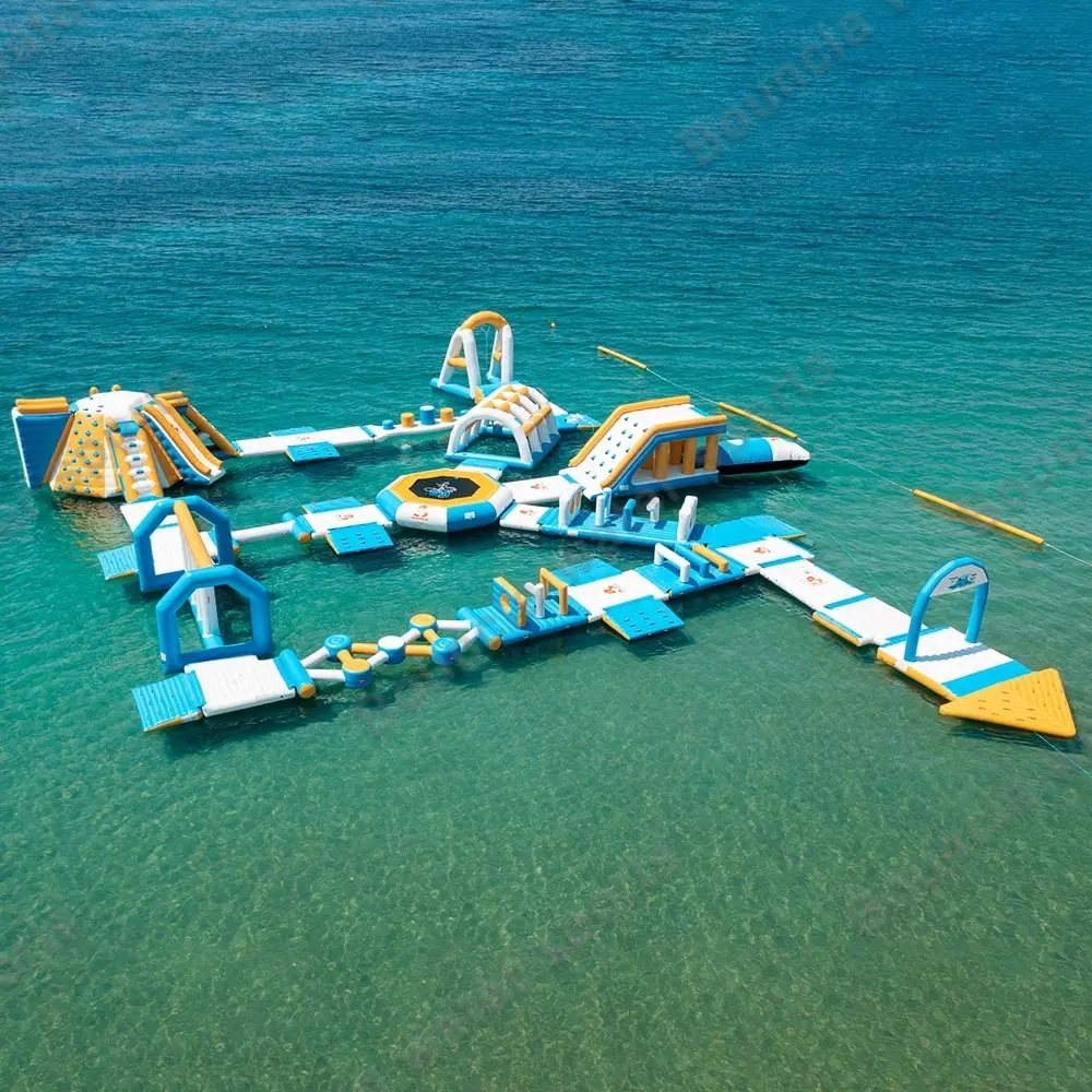 Greece Outdoor Inflatable Floating Water Park Games / Inflatable Sea Waterpark Supplier