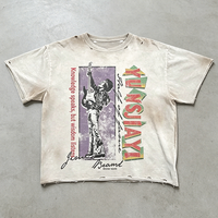 Kaos Oblong Oversize Vintage Streetwear Desain Kustom Grosir dengan Cetak Digital Grafis dan Pinggiran Raw Hem Distressed