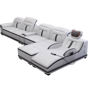 Divano Moderno <span class=keywords><strong>Grande</strong></span> con Funzione Massaggio, Set di Divani per Soggiorno, Divano Angolare a L Modulare di Lusso in Pelle - Product Image 6