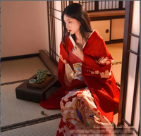 Kimono formel pour femme, style japonais, moderne et vintage, rouge, en polyester, idéal pour les séances photo personnelles, divin