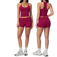 Combinaison de yoga personnalisée avec logo imprimé/uni, col en U, dos ajusté, extensible, taille haute, séchage rapide, durable, respirante, vêtements de fitness