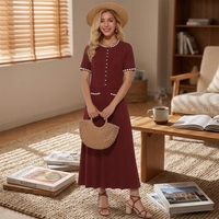Robe en tricot de style modeste de haute qualité 2026 pour femmes, avec perles et manches courtes, cardigan, robe de luxe tendance, ensemble deux pièces