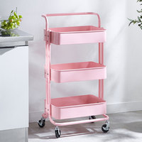 Étagère de stockage à étagères robustes chariot de cuisine rotatif à 3 couches roues chariot utilitaire mobile en métal