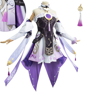Honkai: Personaje de Star Rail Fu Xuan Cosplay vestido púrpura Cosplay disfraz Mujer con aretes para la cabeza - Product Image 3