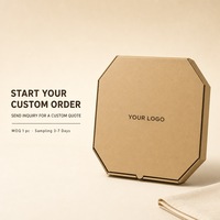 Boîte à pizza ondulée personnalisée avec impression pour restaurant, emballage alimentaire en kraft à coins coupés, fermeture à clip, vente en gros, directement de l'usine