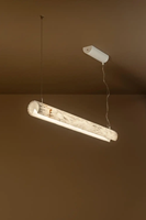 Lustre linéaire minimaliste moderne en albâtre, luminaire suspendu décoratif en laiton pour salon, chambre à coucher, salle à manger