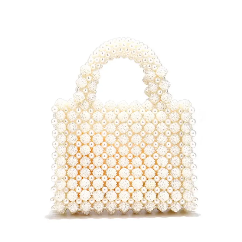 Bolso de mano hecho a mano con cuentas y perlas de cristal, Mini bolso de noche para mujer, 2023