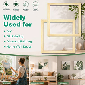 Barres de cadre de toile DIY pour peinture sur toile, kit de cadre de toile premium de 12 pouces, prêt à accrocher pour la décoration intérieure et la peinture par numéros - Product Image 3