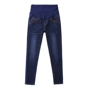 Calça jeans de maternidade feminina, calças plus size, roupas femininas de maternidade, calças compridas, elásticas, confortáveis, macias, 2022